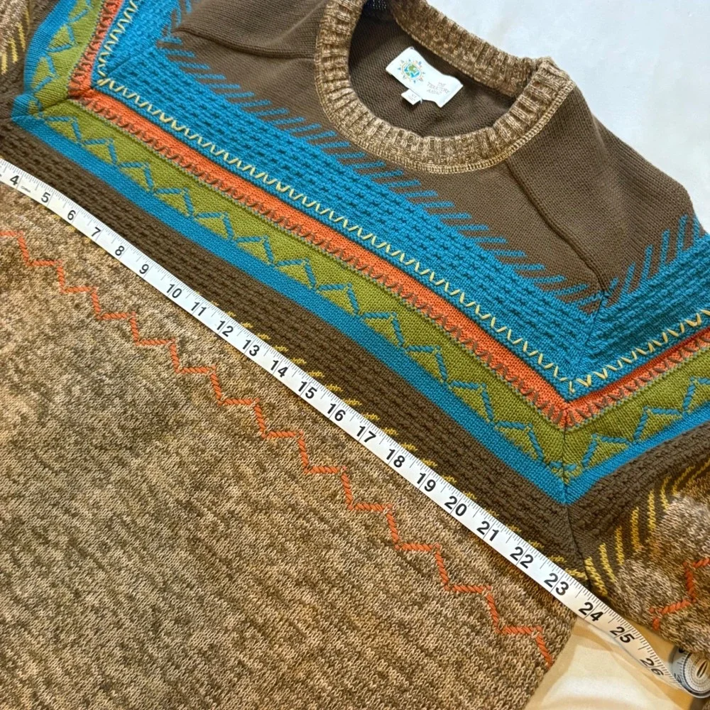Territory Ahead Men's Sweater XL Brown Blue Green Colorful Knit‎ Crewneck